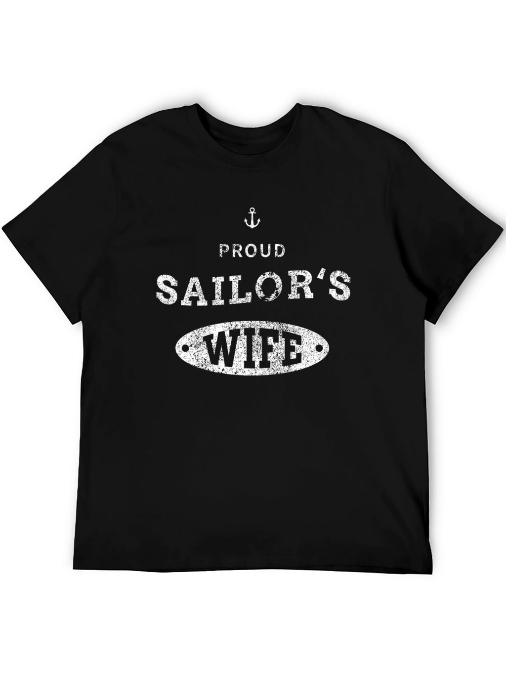 Proud Sailors Wife T-Shirt Black Cotton Blend