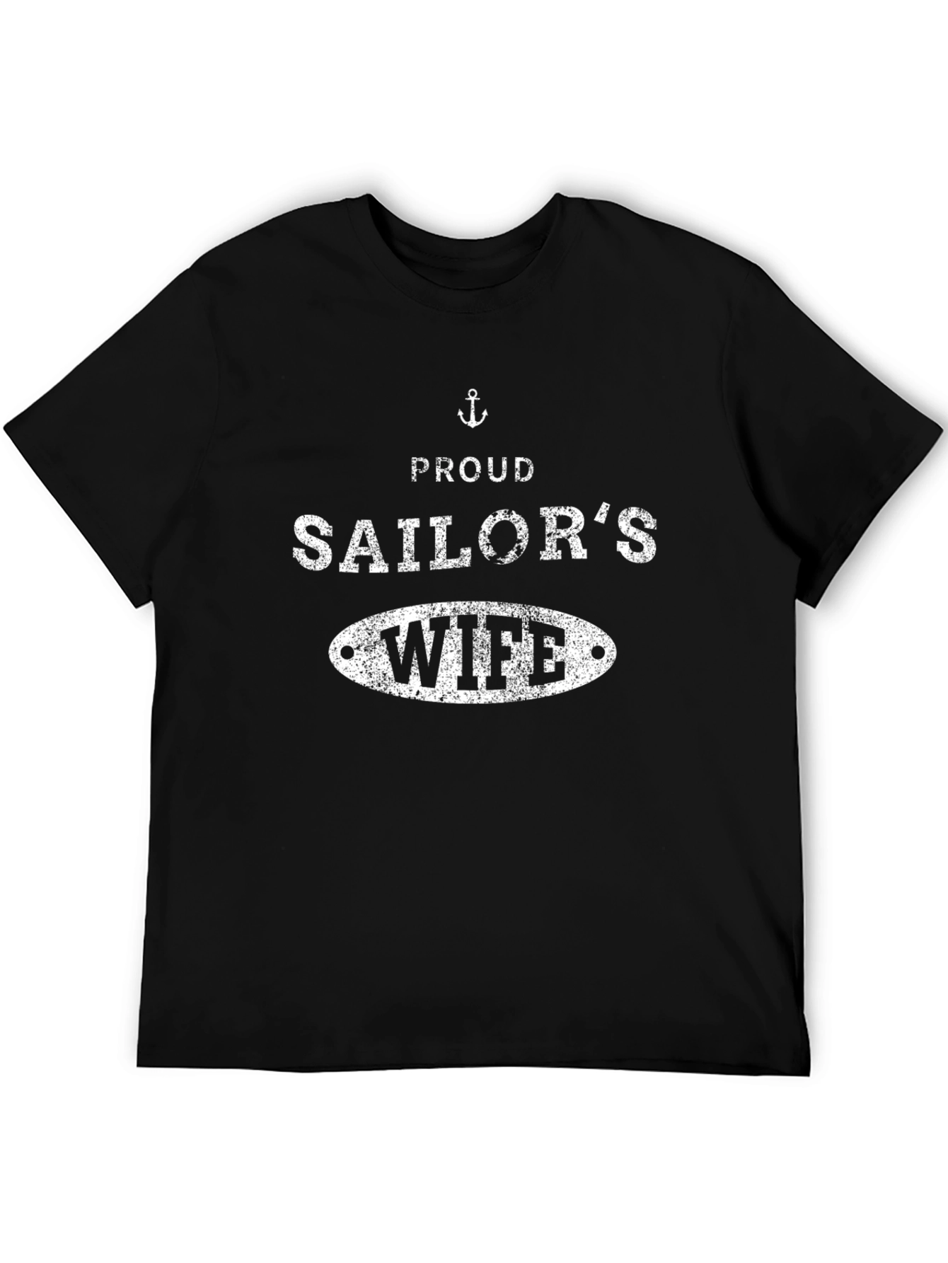Proud Sailors Wife T-Shirt Black Cotton Blend