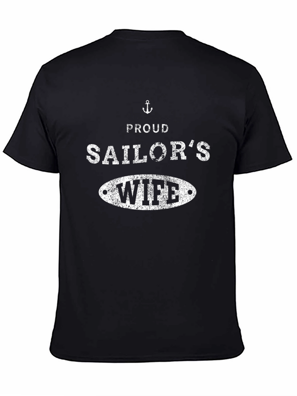 Proud Sailors Wife T-Shirt Black Cotton Blend