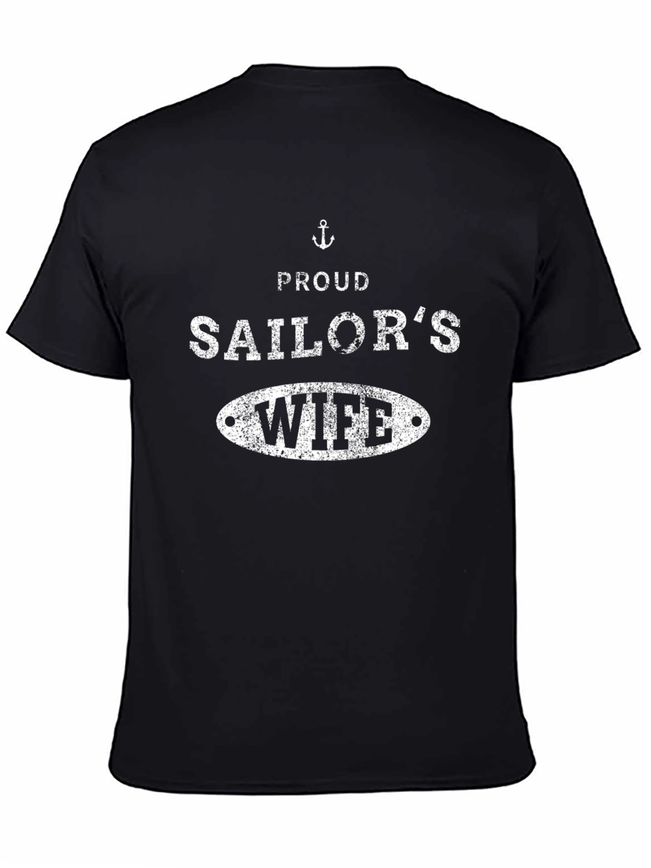 Proud Sailors Wife T-Shirt Black Cotton Blend
