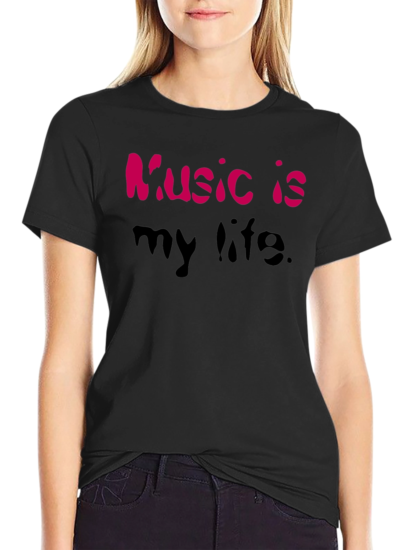 Music is My Life Graphic Tee - Black T-Shirt