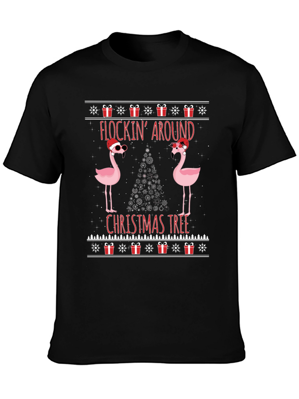 Festive Flocking Around Christmas Tree Graphic Tee