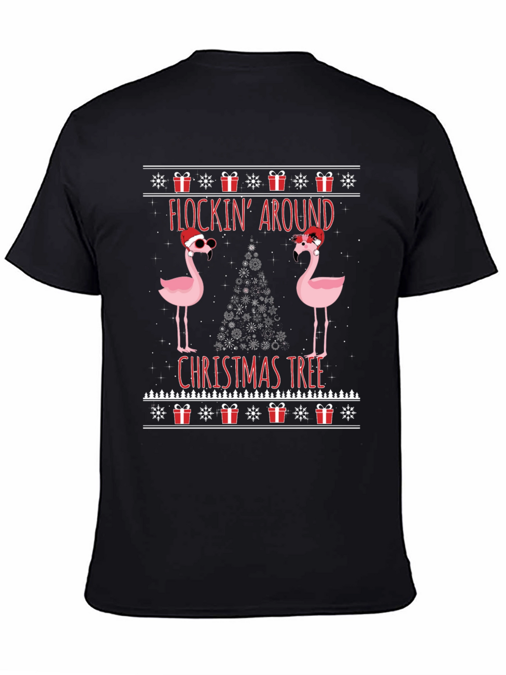 Festive Flocking Around Christmas Tree Graphic Tee