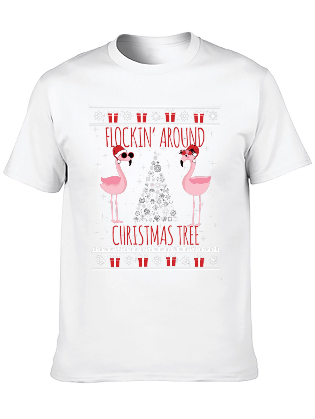 Festive Flocking Around Christmas Tree Graphic Tee