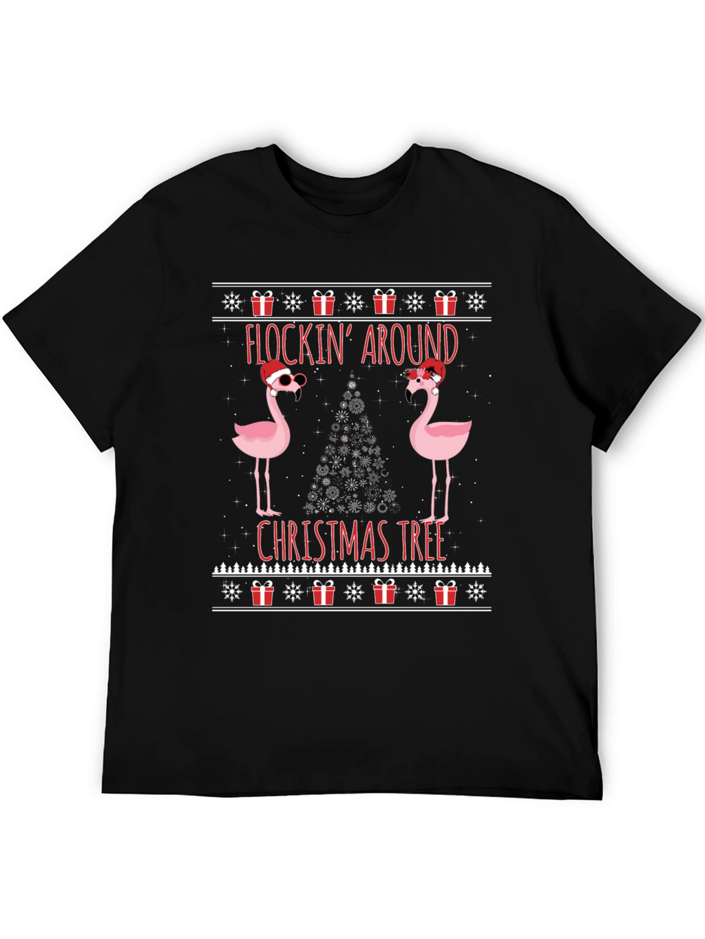 Festive Flocking Around Christmas Tree Graphic Tee