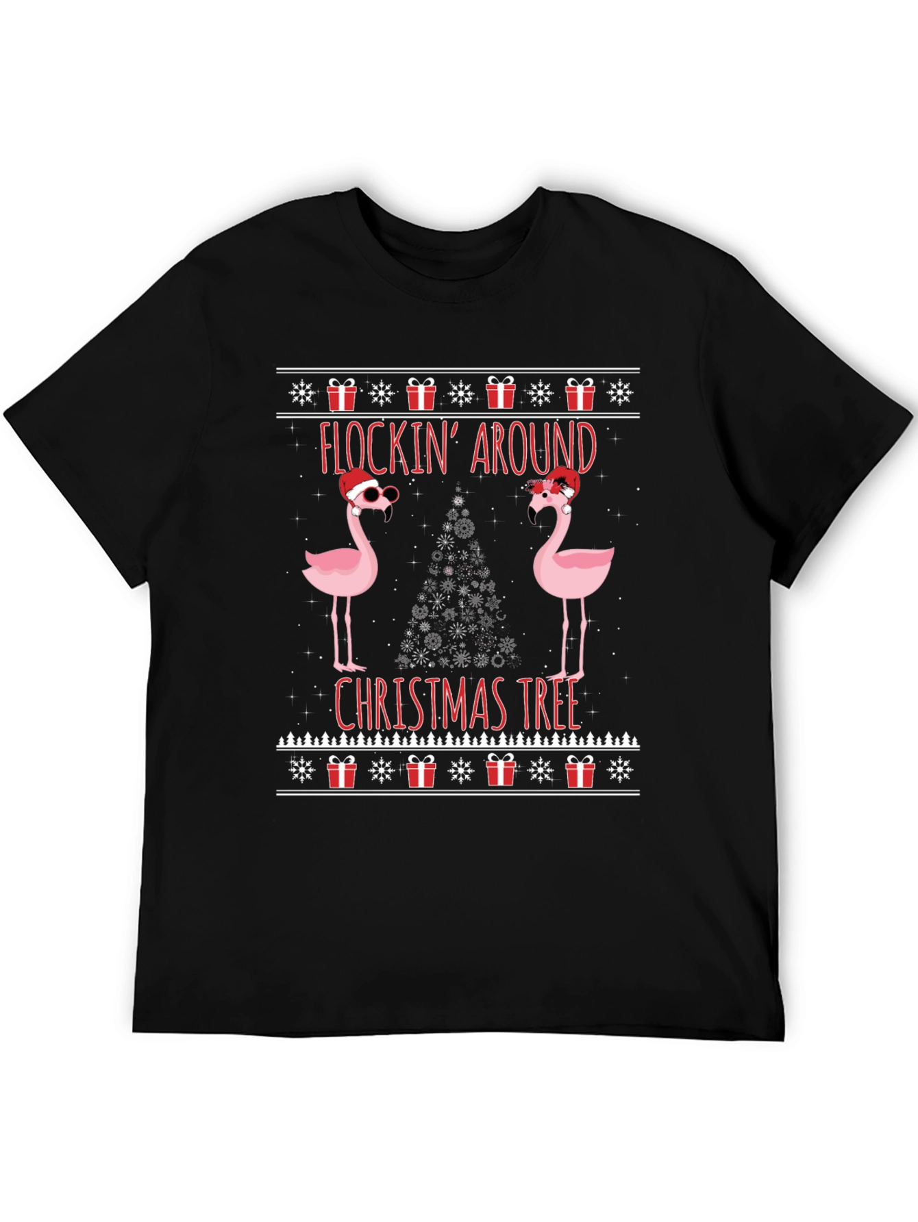 Festive Flocking Around Christmas Tree Graphic Tee