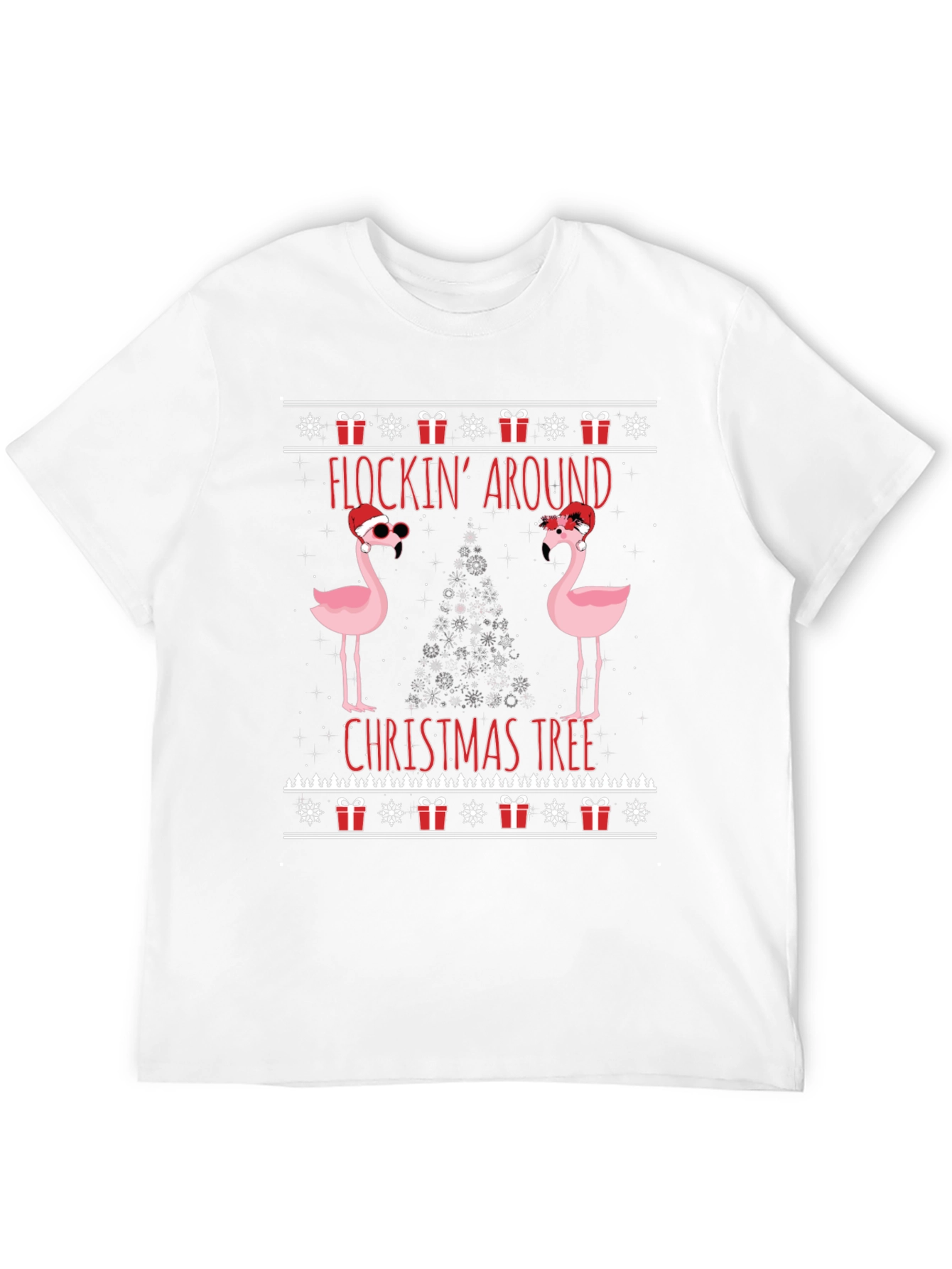 Festive Flocking Around Christmas Tree Graphic Tee