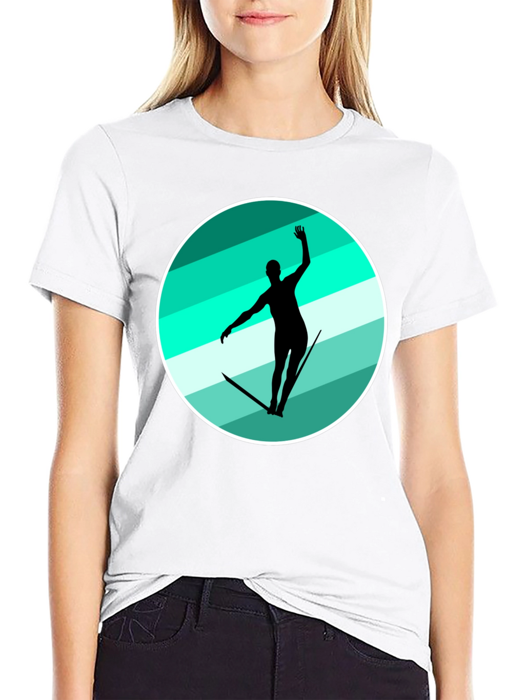 Water Ski Silhouette Graphic Tee - Black