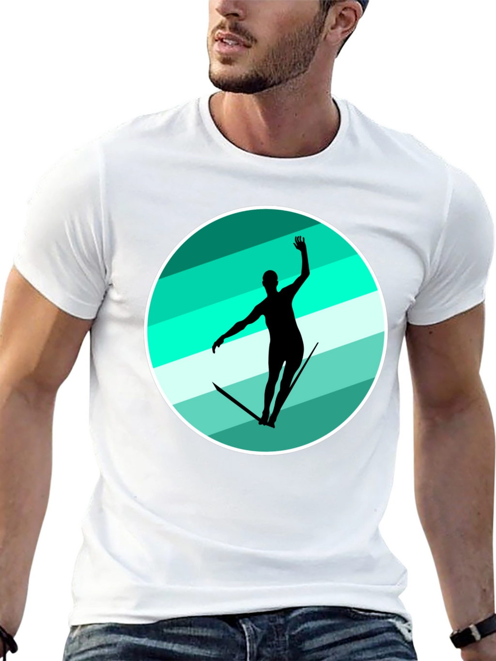 Water Ski Silhouette Graphic Tee - Black