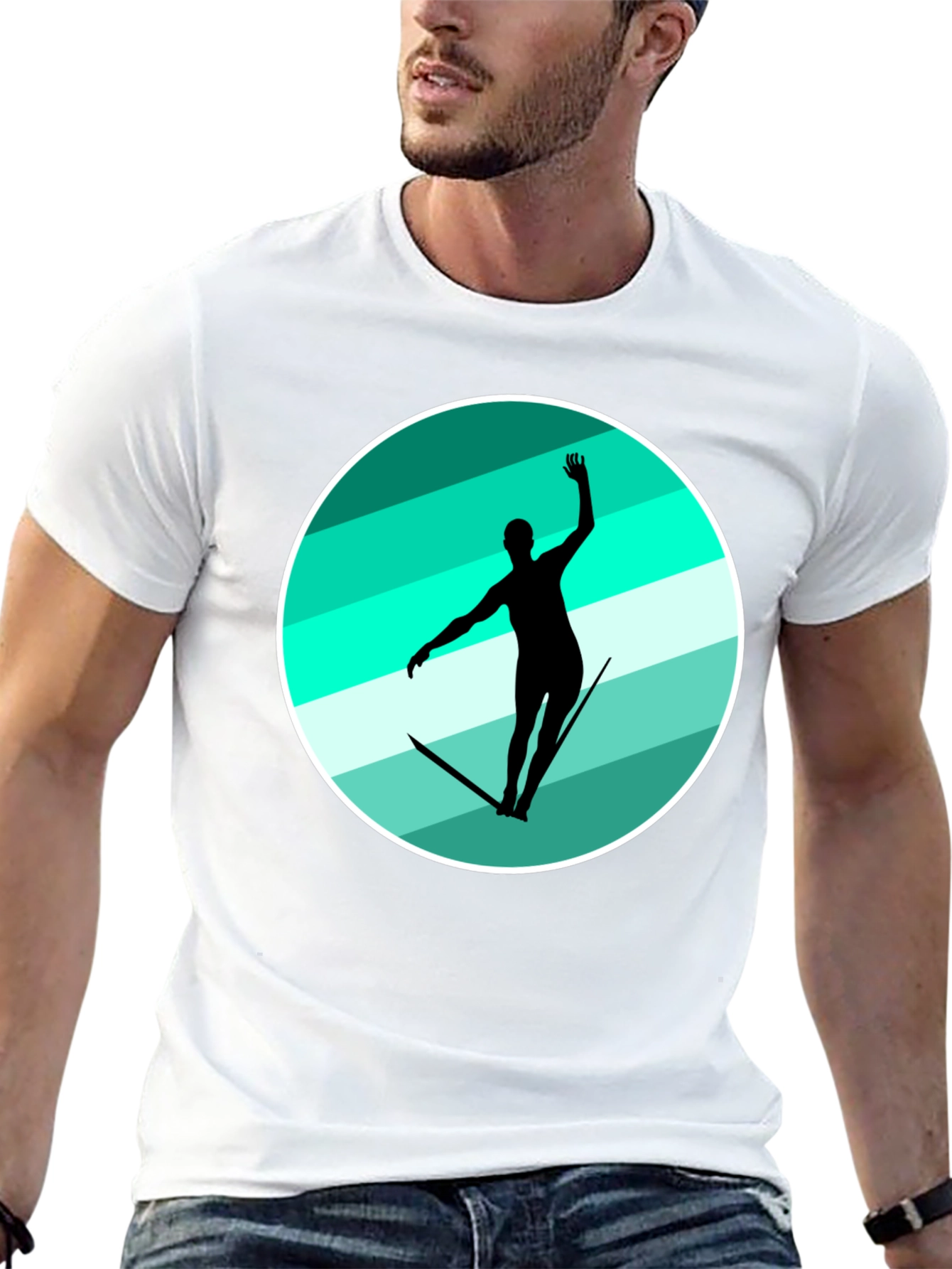 Water Ski Silhouette Graphic Tee - Black