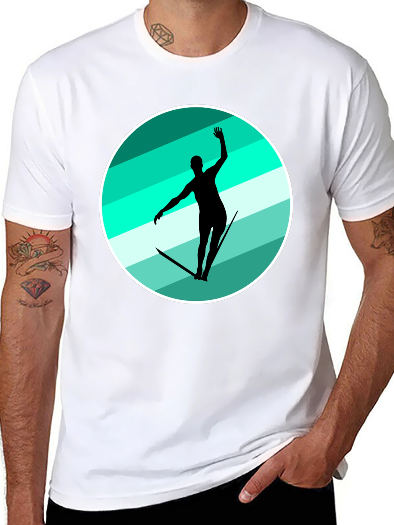Water Ski Silhouette Graphic Tee - Black