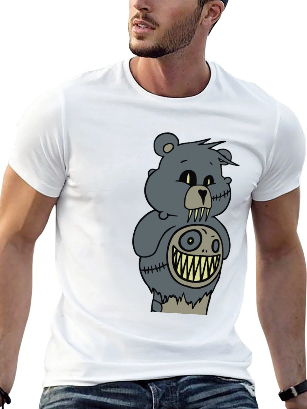 Creepy Stuffed Bear Graphic Tee - Dark Humor