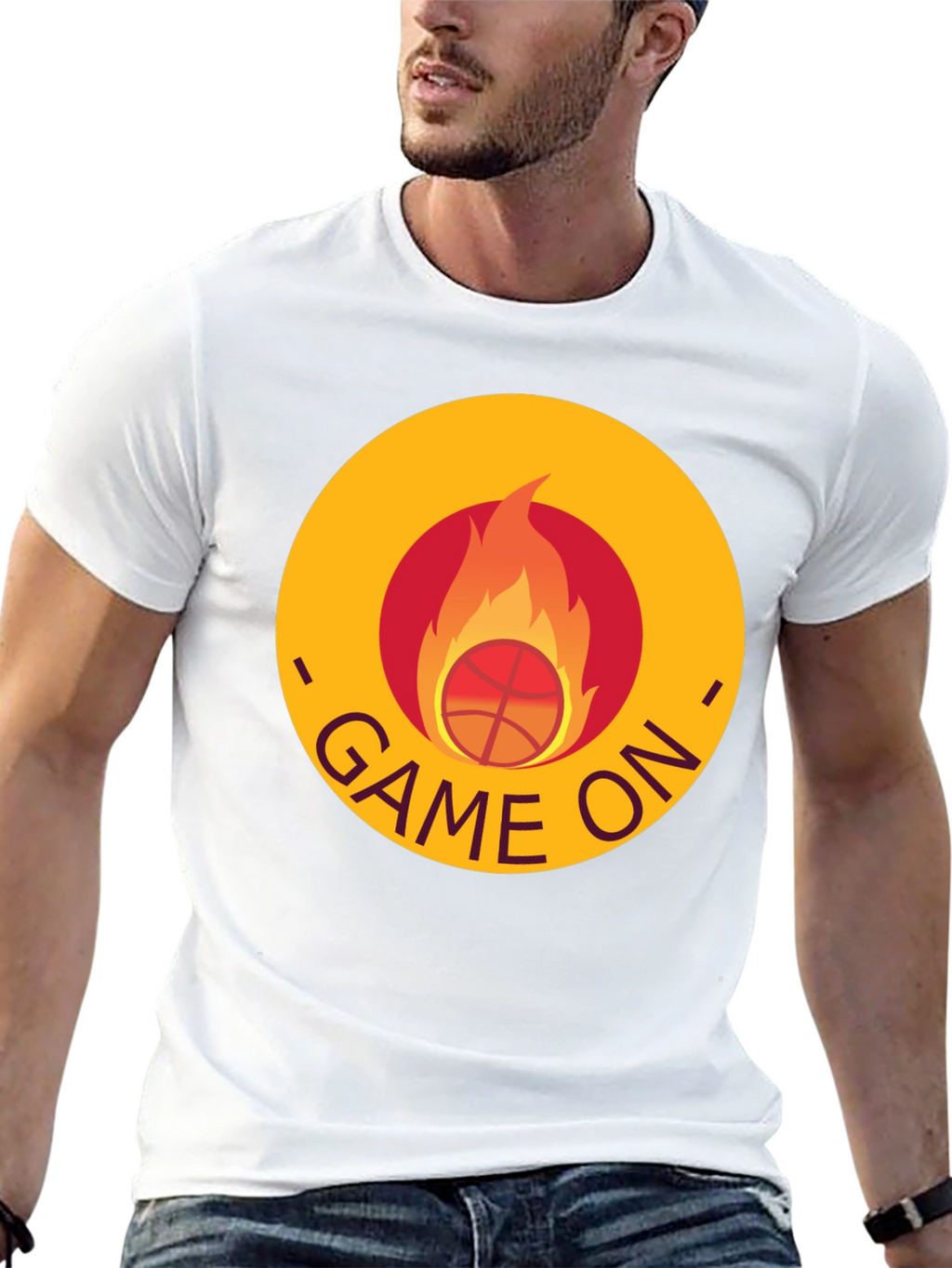 Game On Basketball Flame Graphic Tee