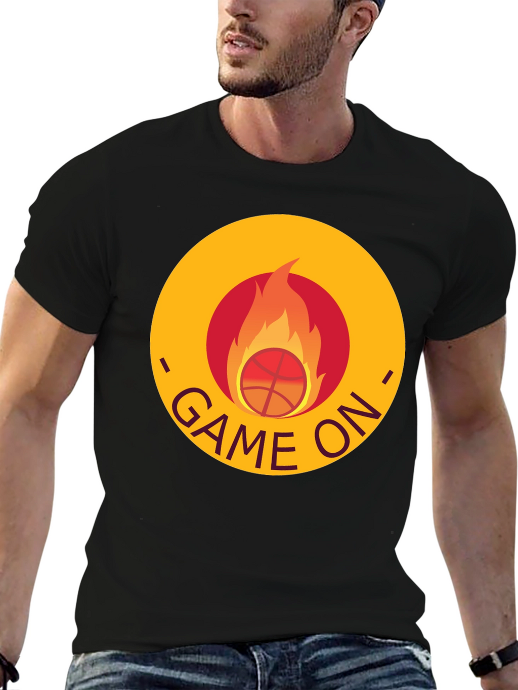 Game On Basketball Flame Graphic Tee
