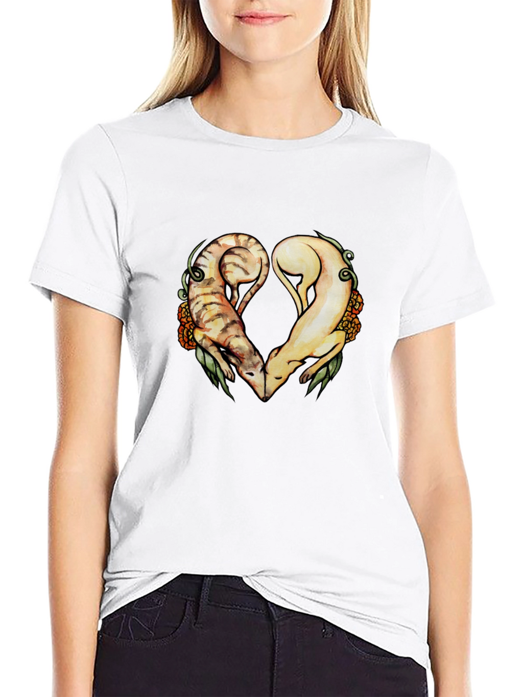 Heart Ferrets Black T-Shirt