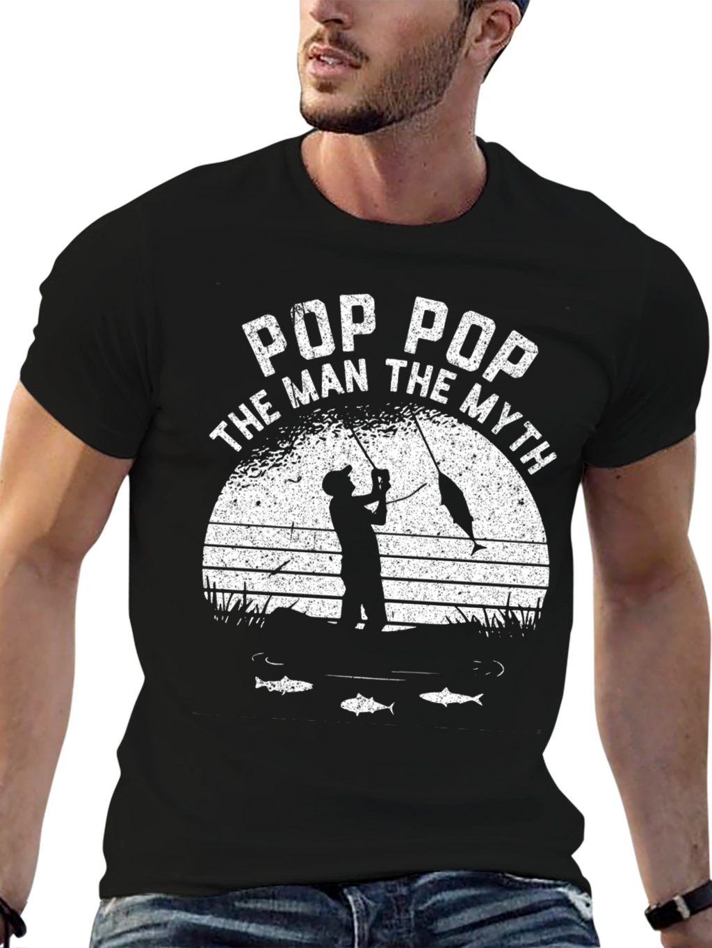 Pop Pop The Man The Myth Fishing Graphic Tee