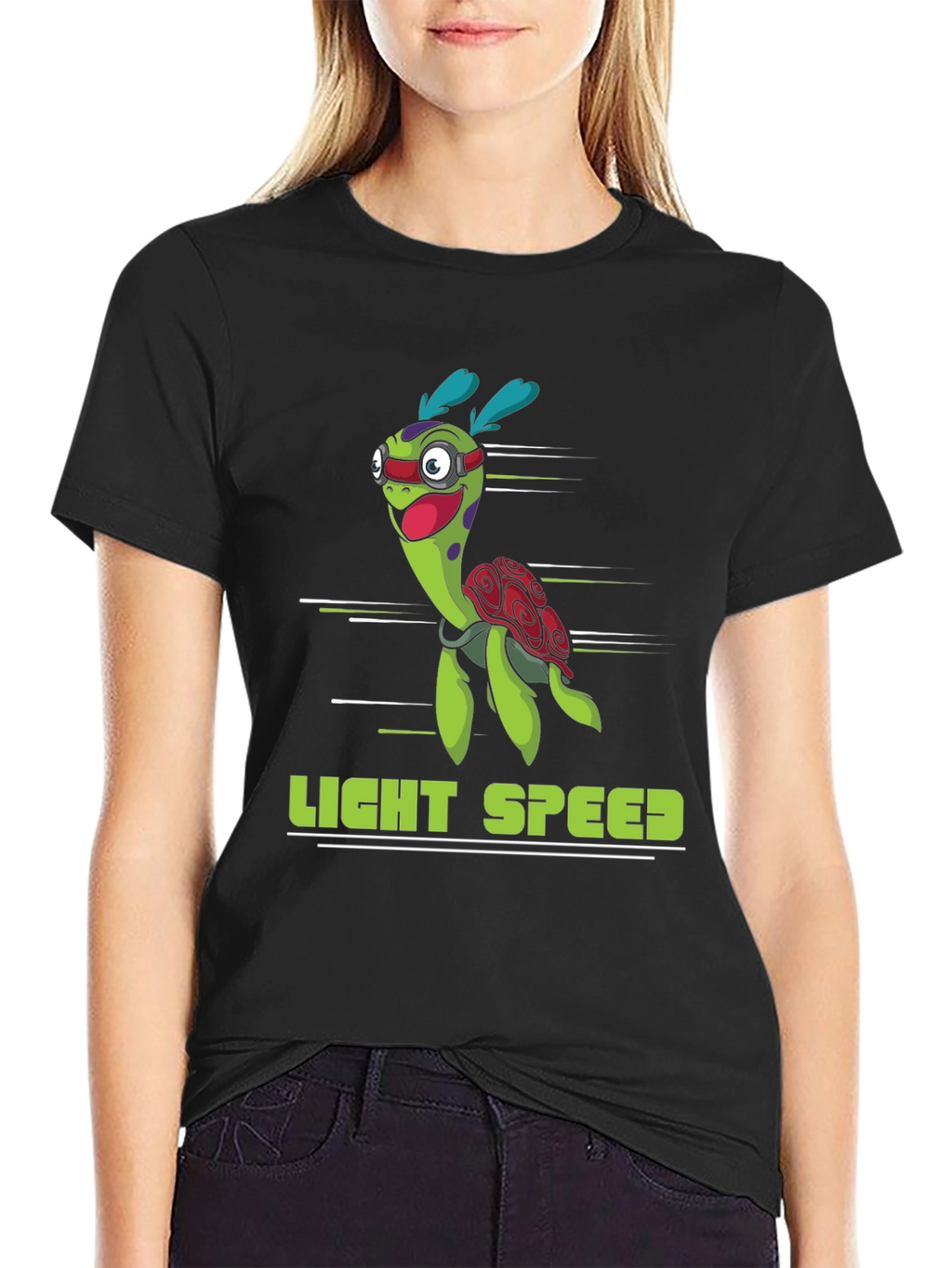 Light Speed Turtle Graphic T-Shirt - Black