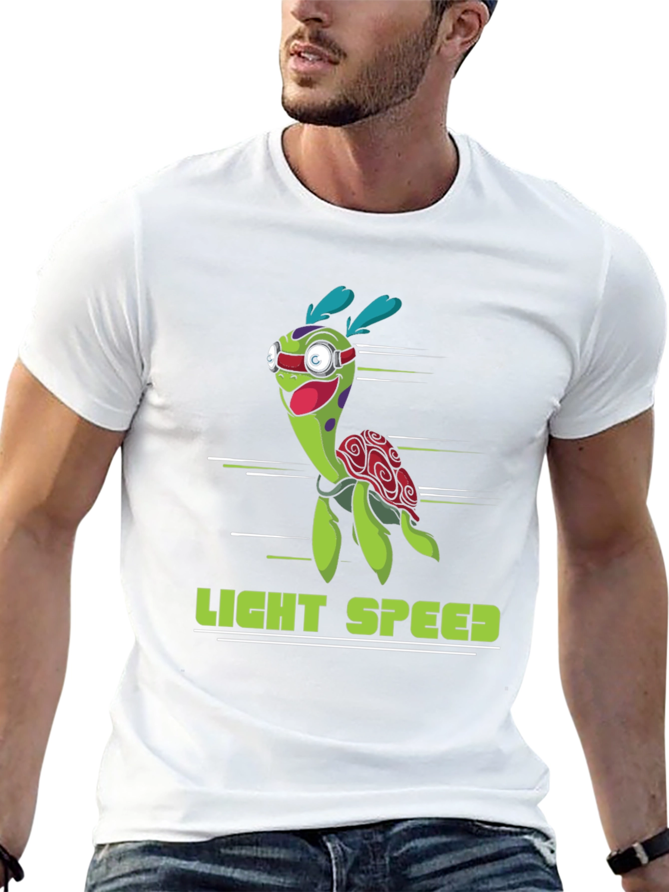 Light Speed Turtle Graphic T-Shirt - Black