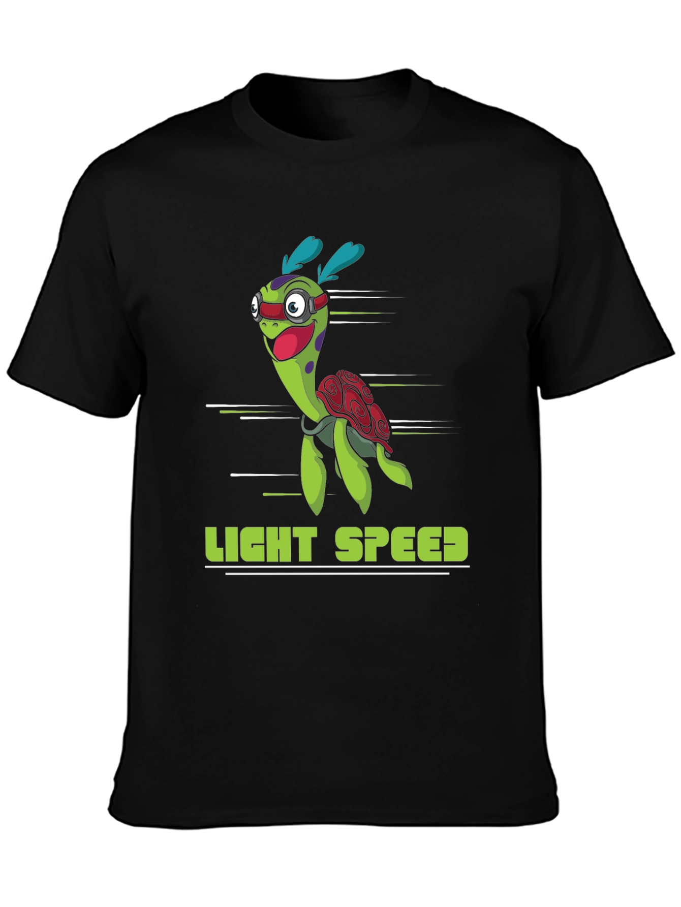 Light Speed Turtle Graphic T-Shirt - Black
