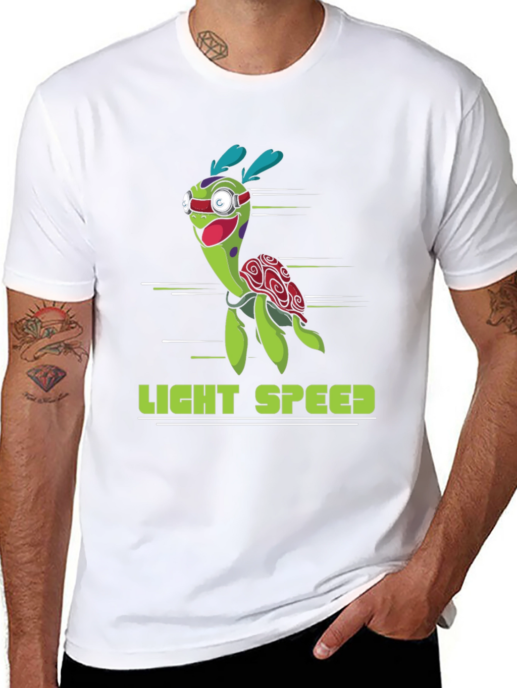 Light Speed Turtle Graphic T-Shirt - Black