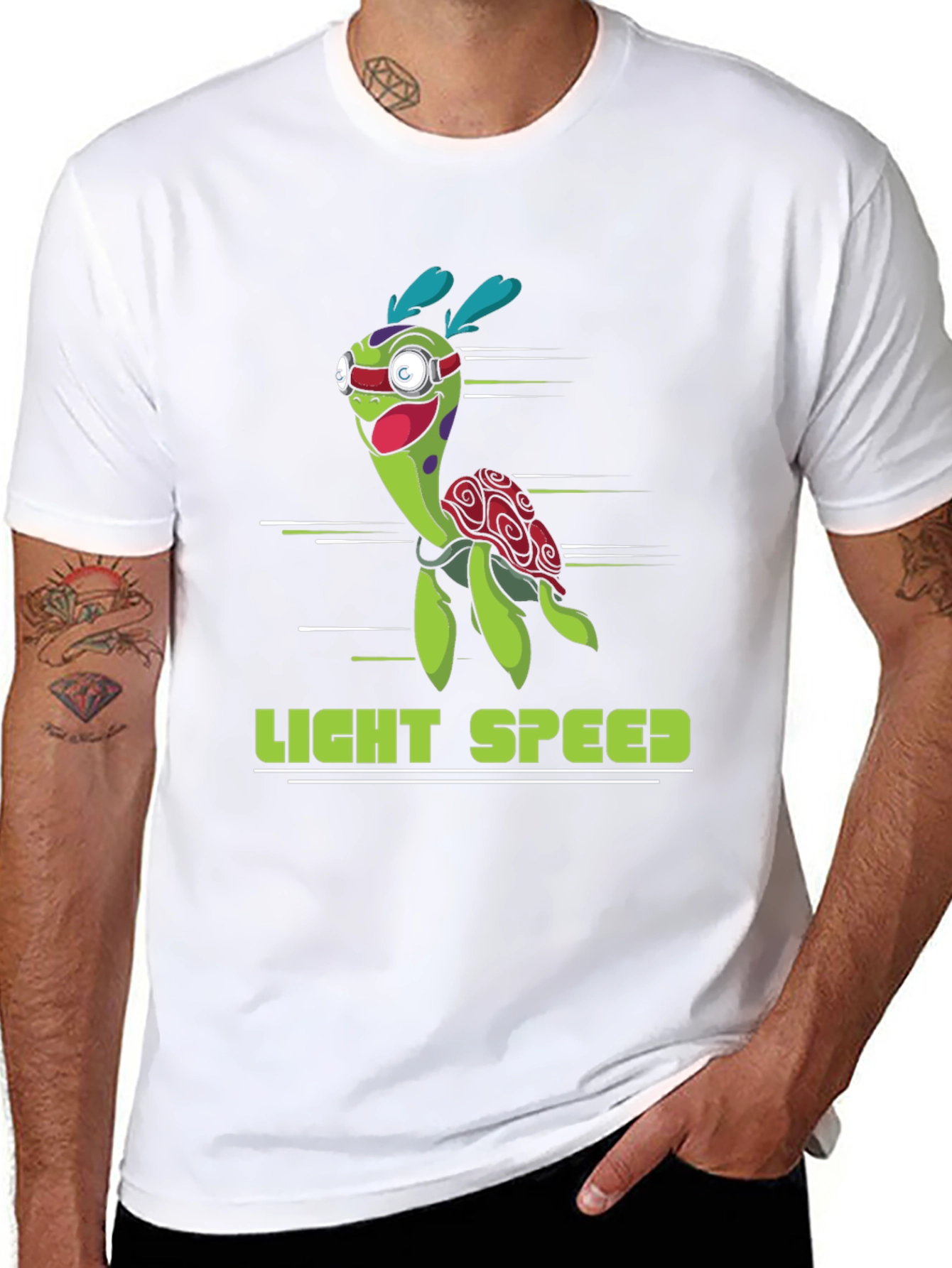 Light Speed Turtle Graphic T-Shirt - Black