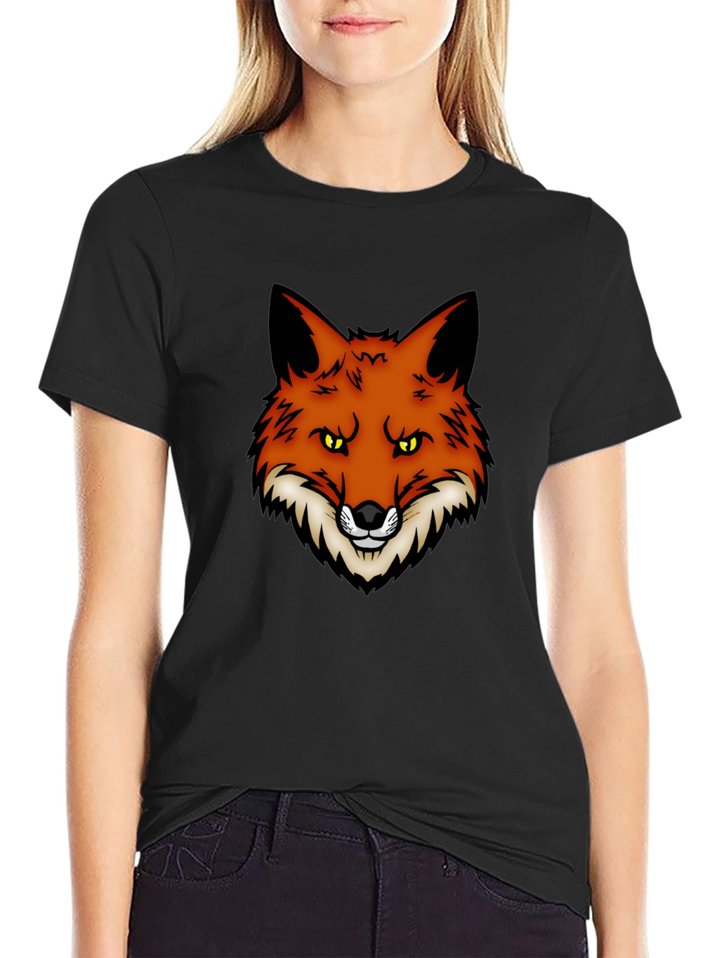 Fox Graphic Print Black T-Shirt