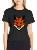 Fox Graphic Print Black T-Shirt