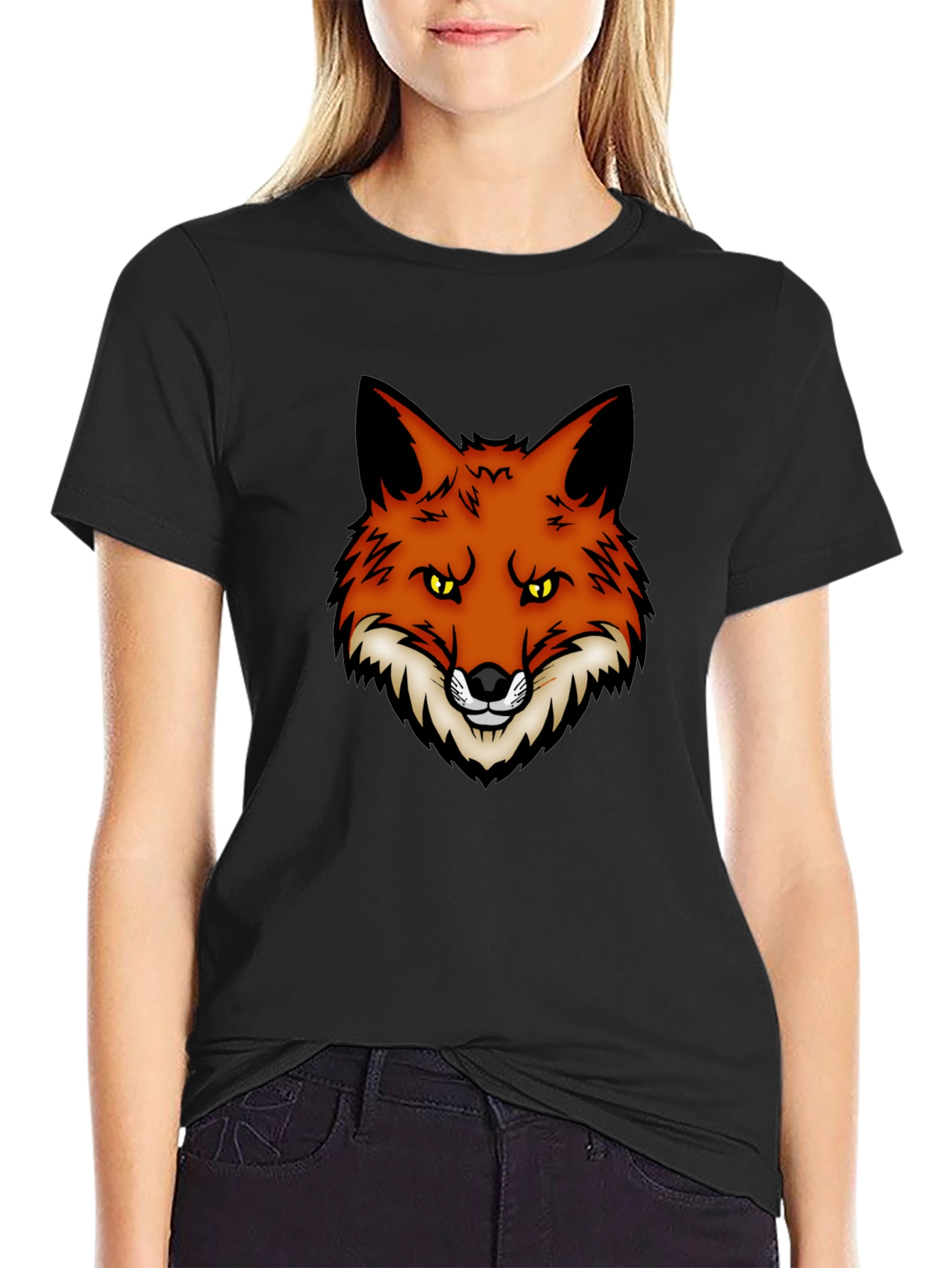Fox Graphic Print Black T-Shirt