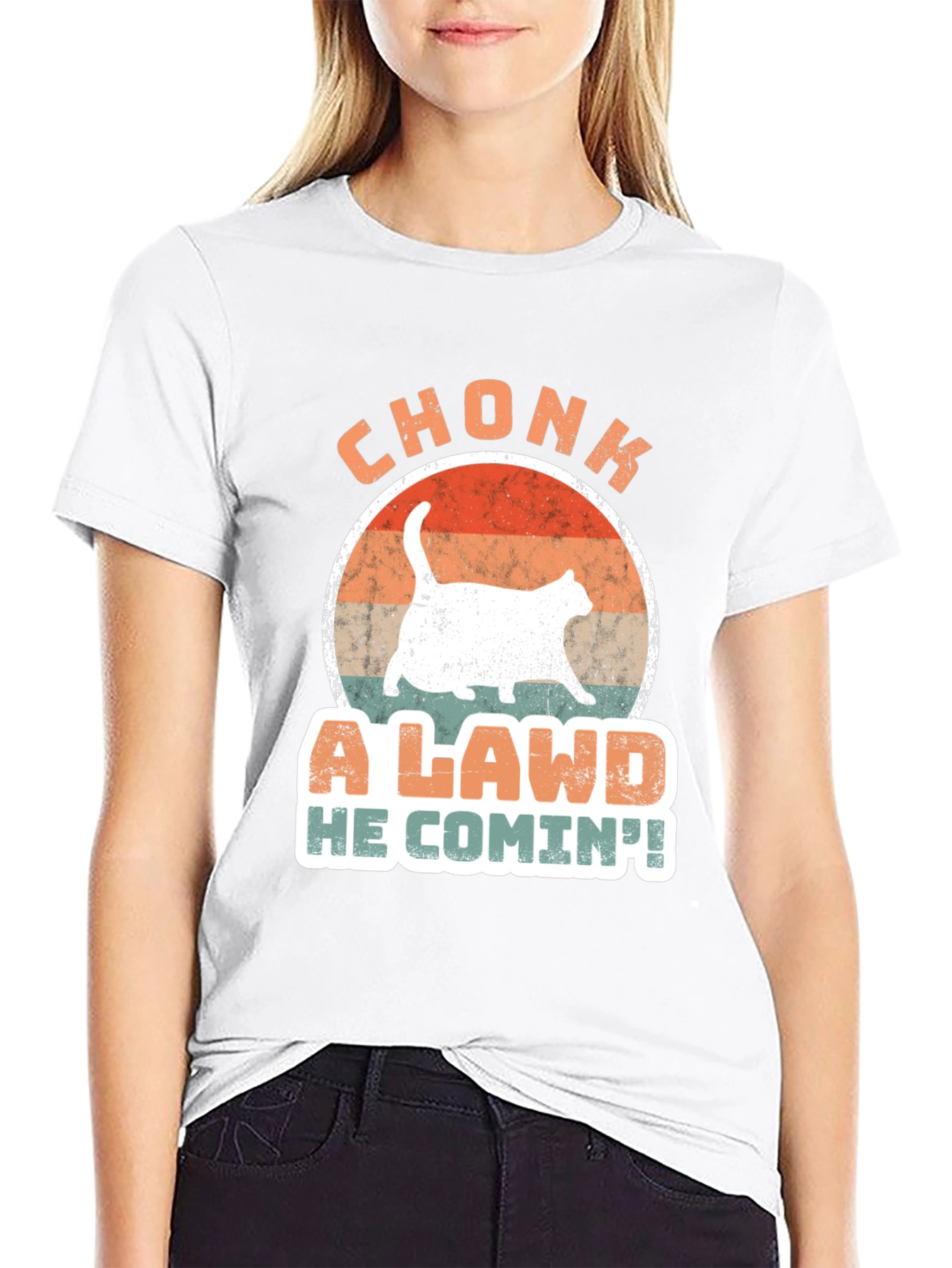 Chonk A Lawd He Comin! Cat T-Shirt
