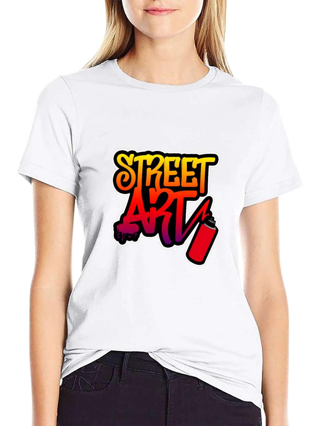 Street Art Graphic Tee - Black Cotton T-Shirt