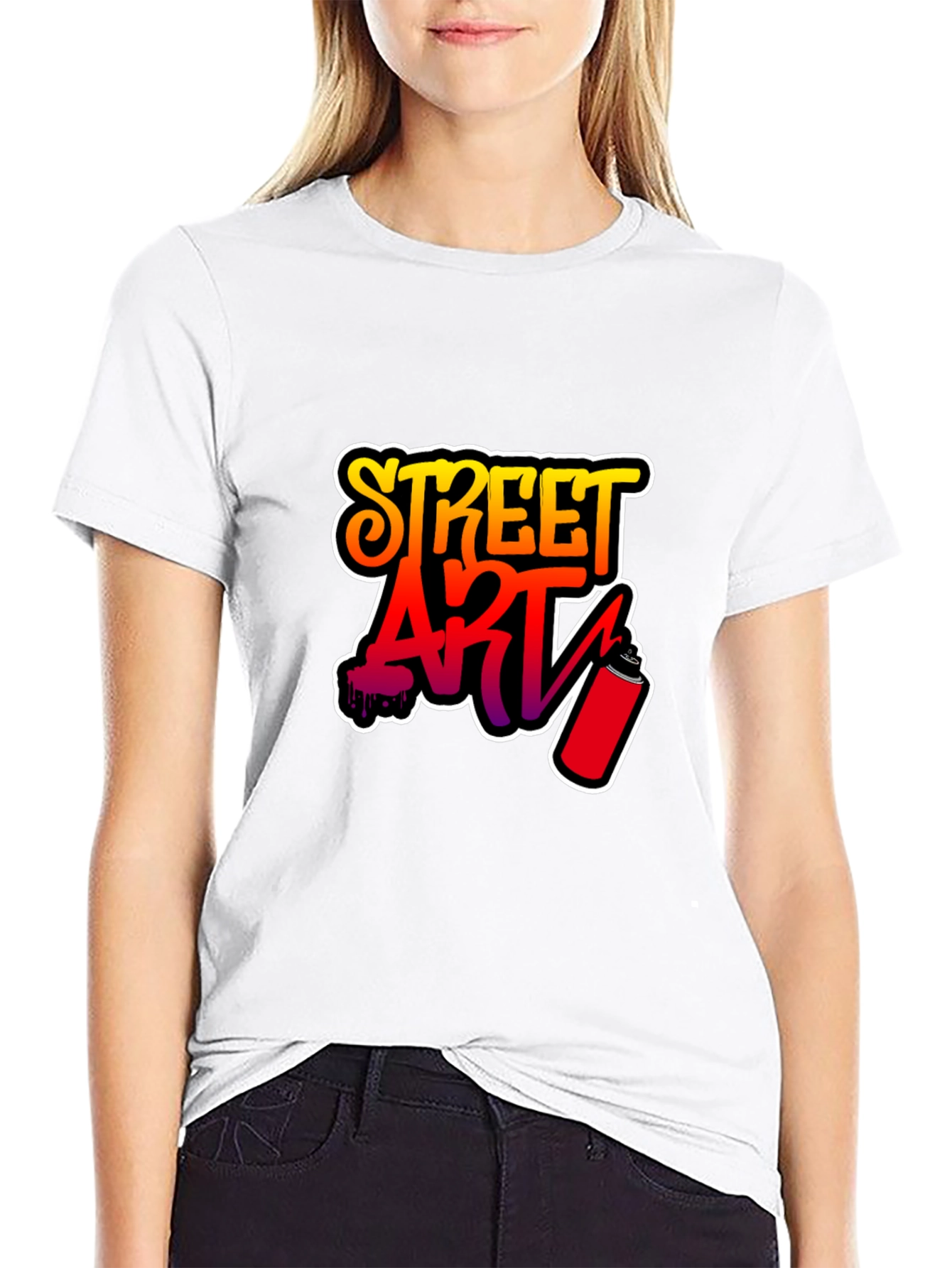 Street Art Graphic Tee - Black Cotton T-Shirt