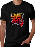 Street Art Graphic Tee - Black Cotton T-Shirt