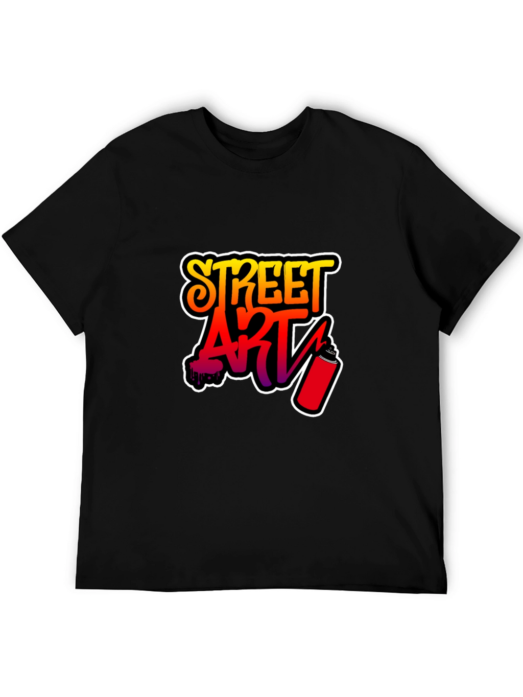 Street Art Graphic Tee - Black Cotton T-Shirt