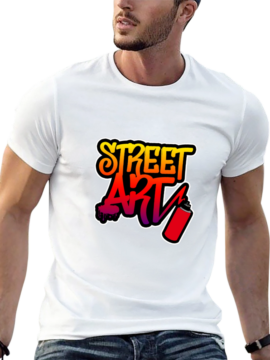 Street Art Graphic Tee - Black Cotton T-Shirt