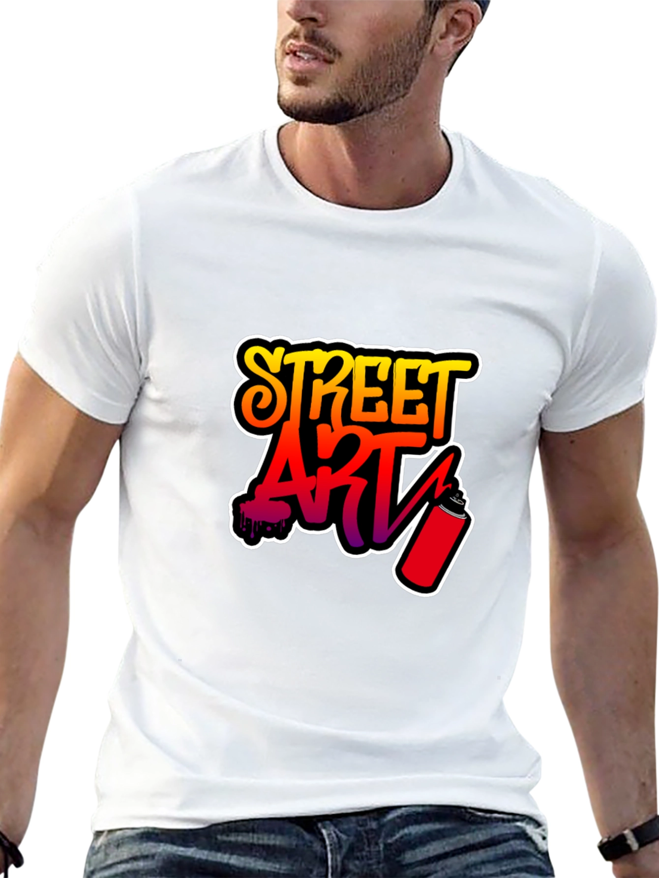 Street Art Graphic Tee - Black Cotton T-Shirt