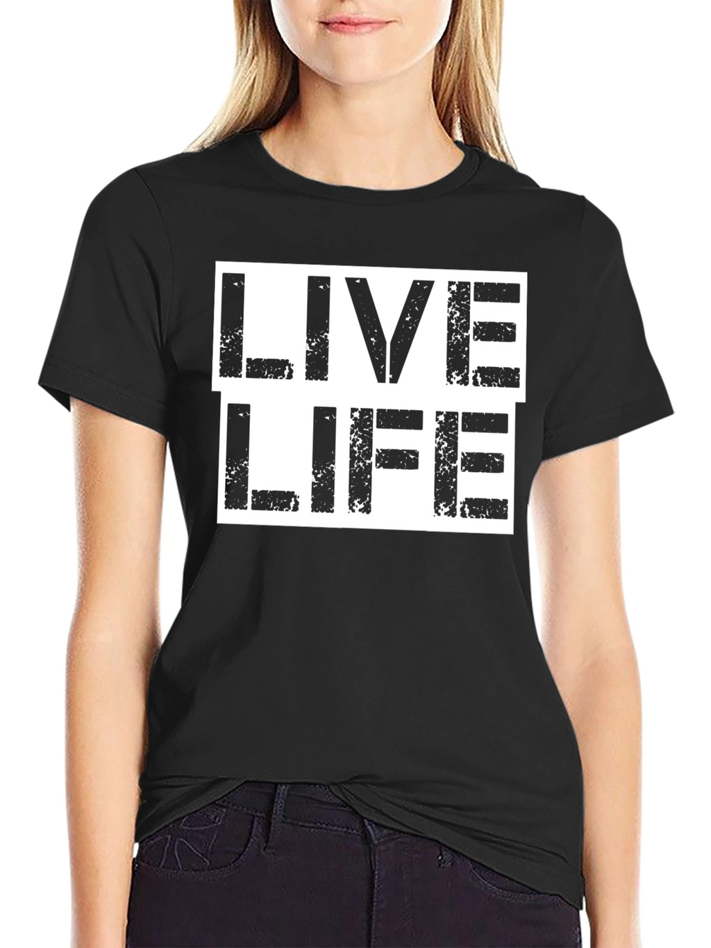 Live Life Graphic Print Black T-Shirt