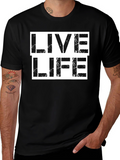 Live Life Graphic Print Black T-Shirt