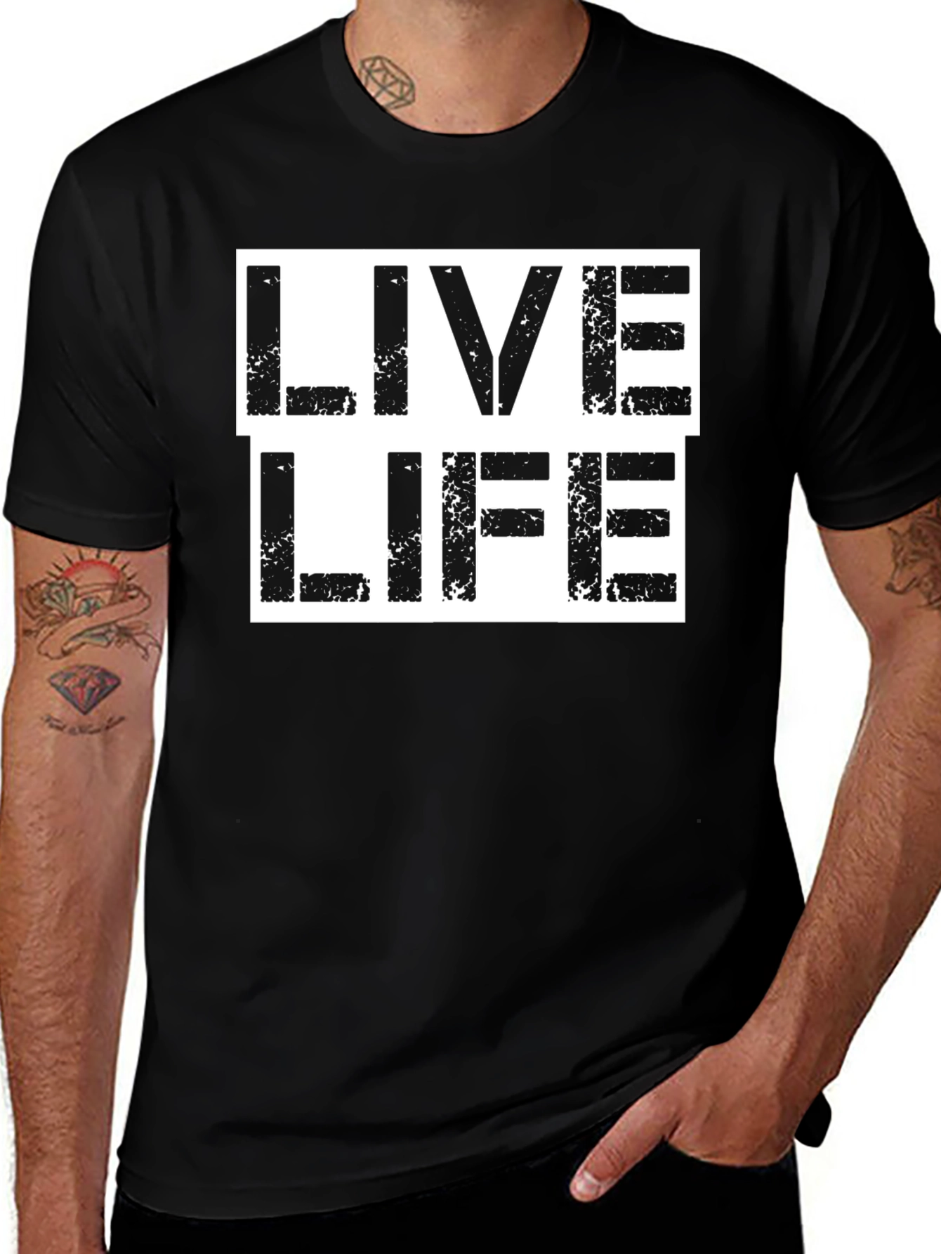 Live Life Graphic Print Black T-Shirt