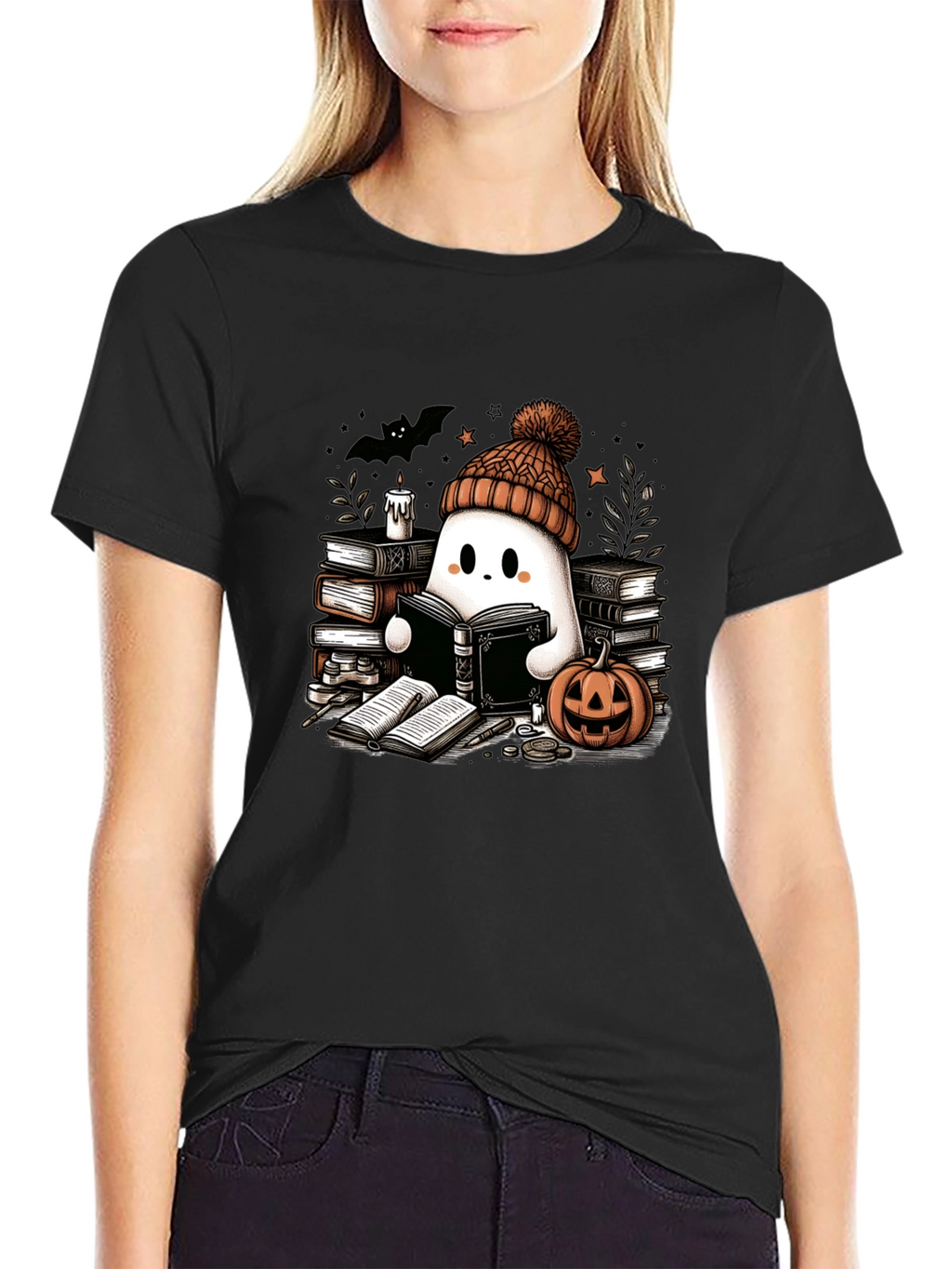 Reading Ghost T-Shirt - Cute Halloween Tee