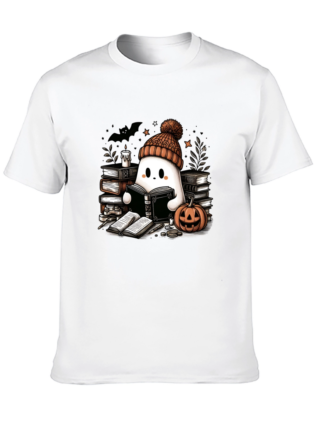Reading Ghost T-Shirt - Cute Halloween Tee
