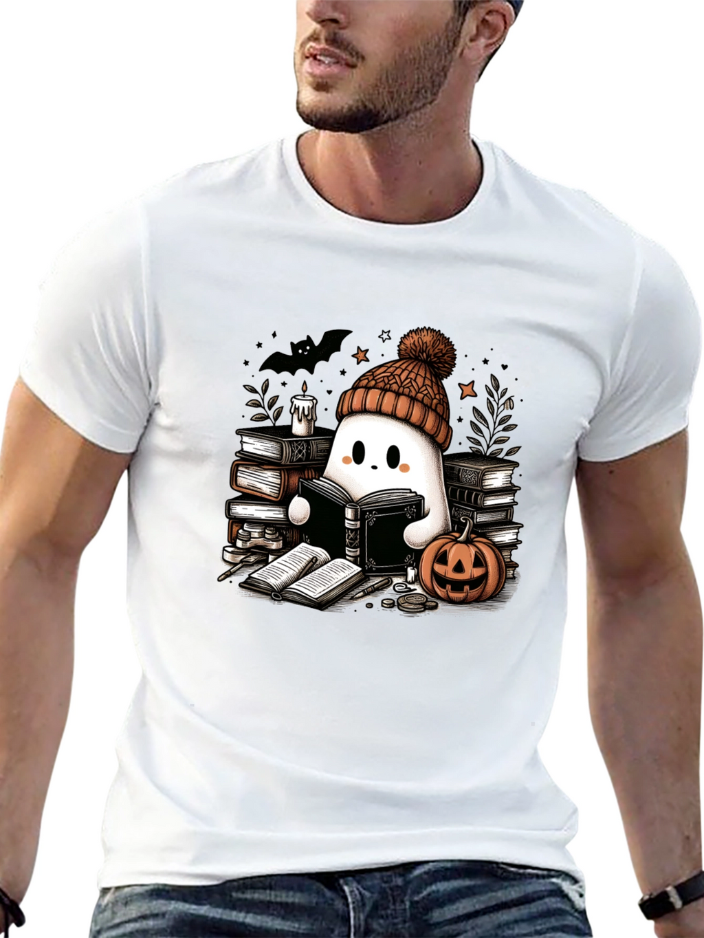 Reading Ghost T-Shirt - Cute Halloween Tee