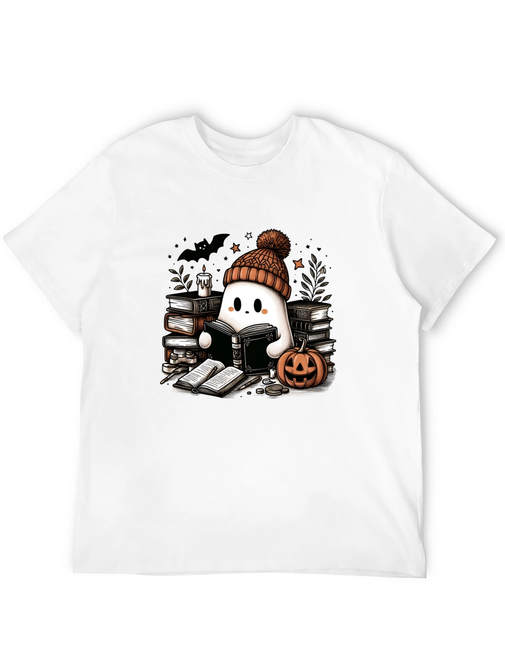 Reading Ghost T-Shirt - Cute Halloween Tee