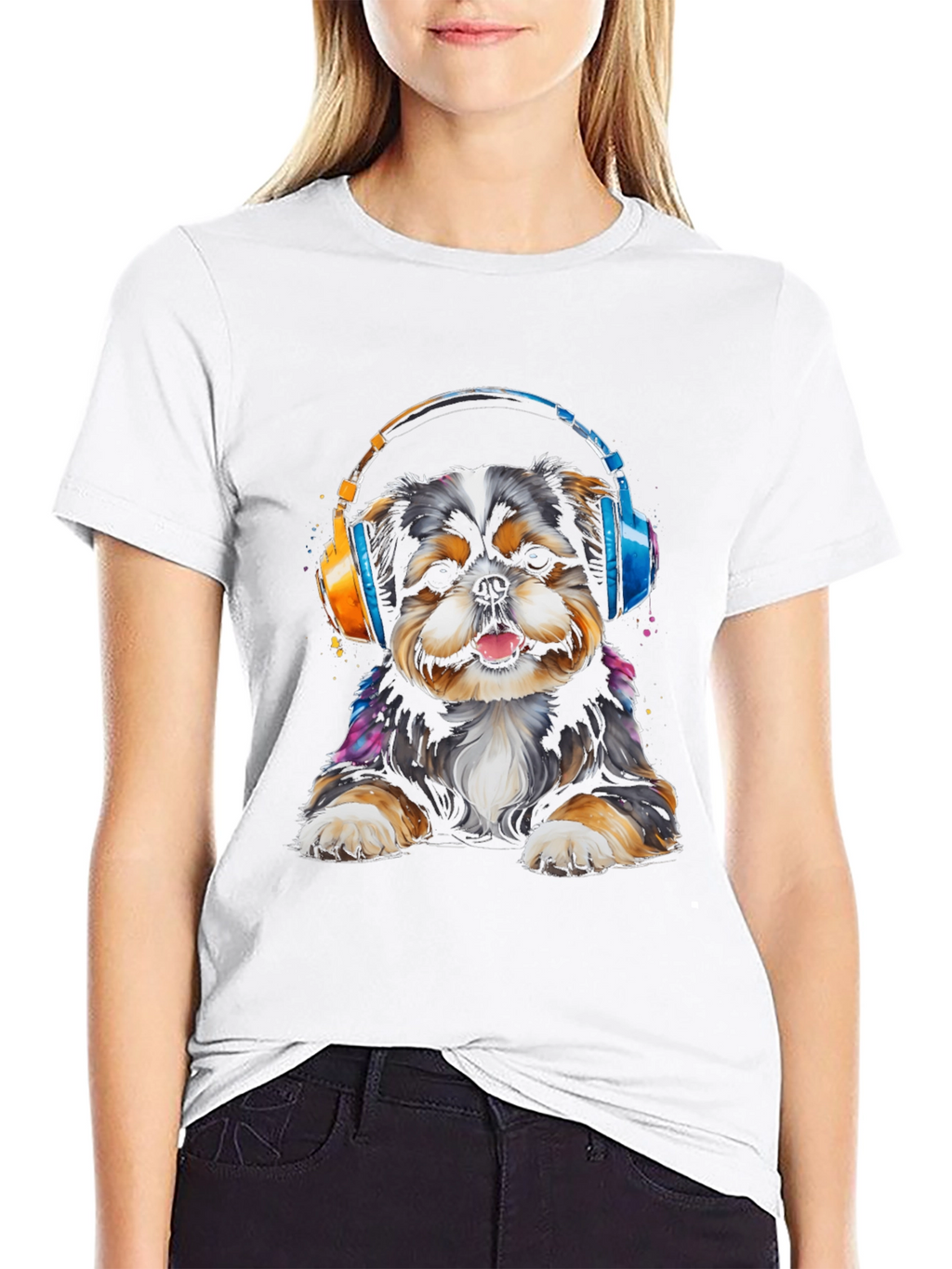 Dog with Headphones Graphic Tee
