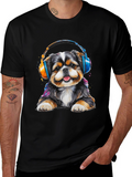 Dog with Headphones Graphic Tee