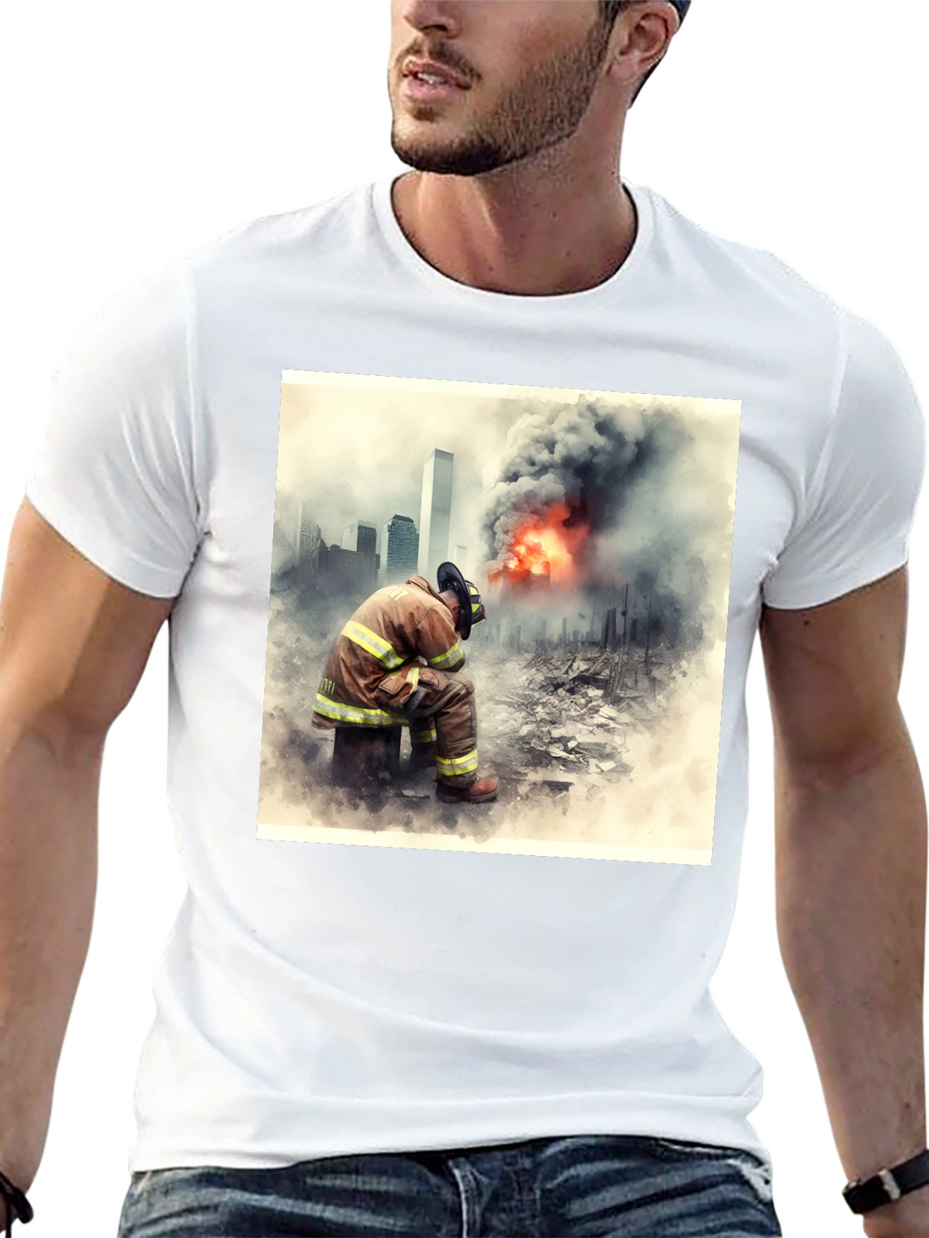 Firefighter Tribute T-Shirt - 9/11 Memorial