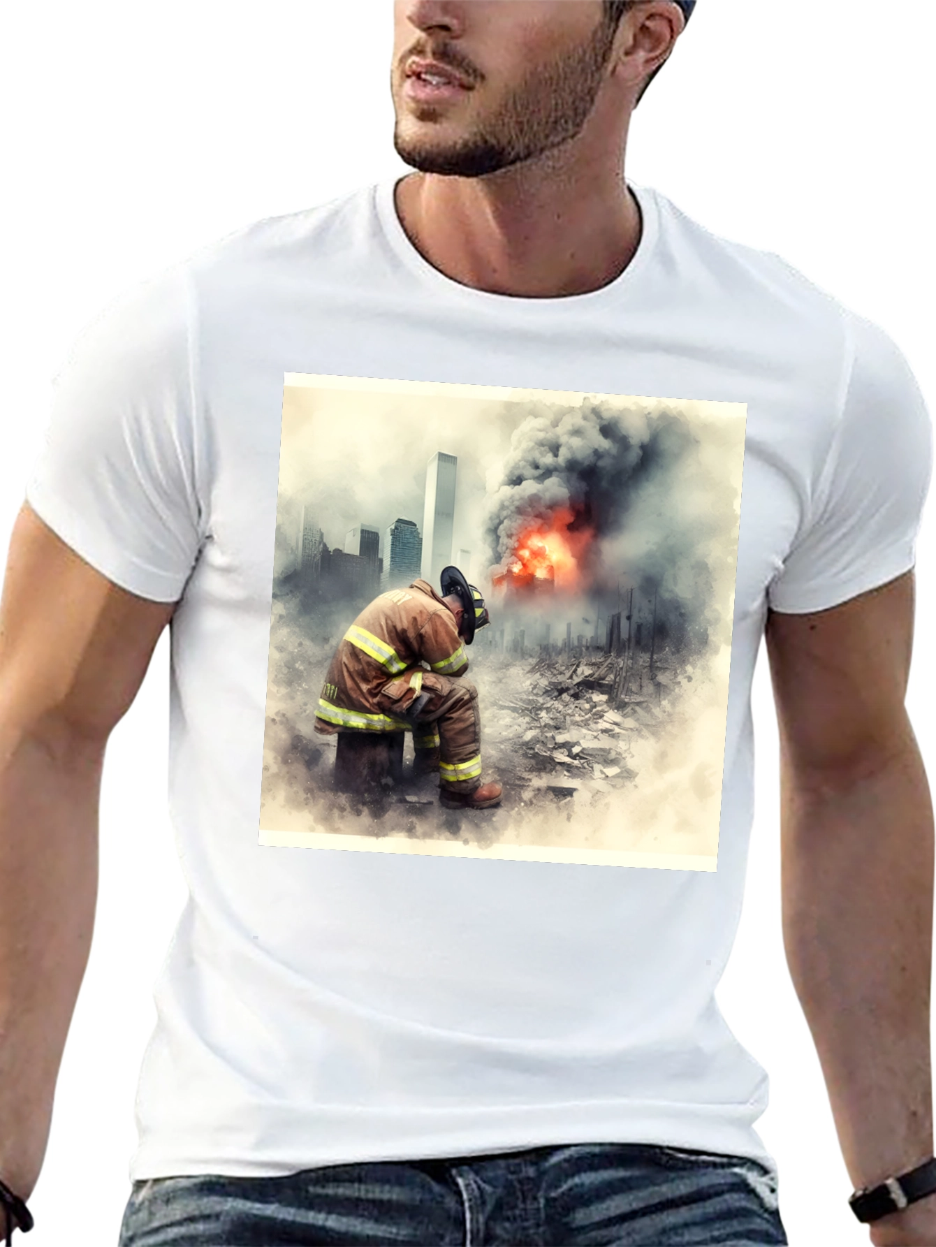 Firefighter Tribute T-Shirt - 9/11 Memorial