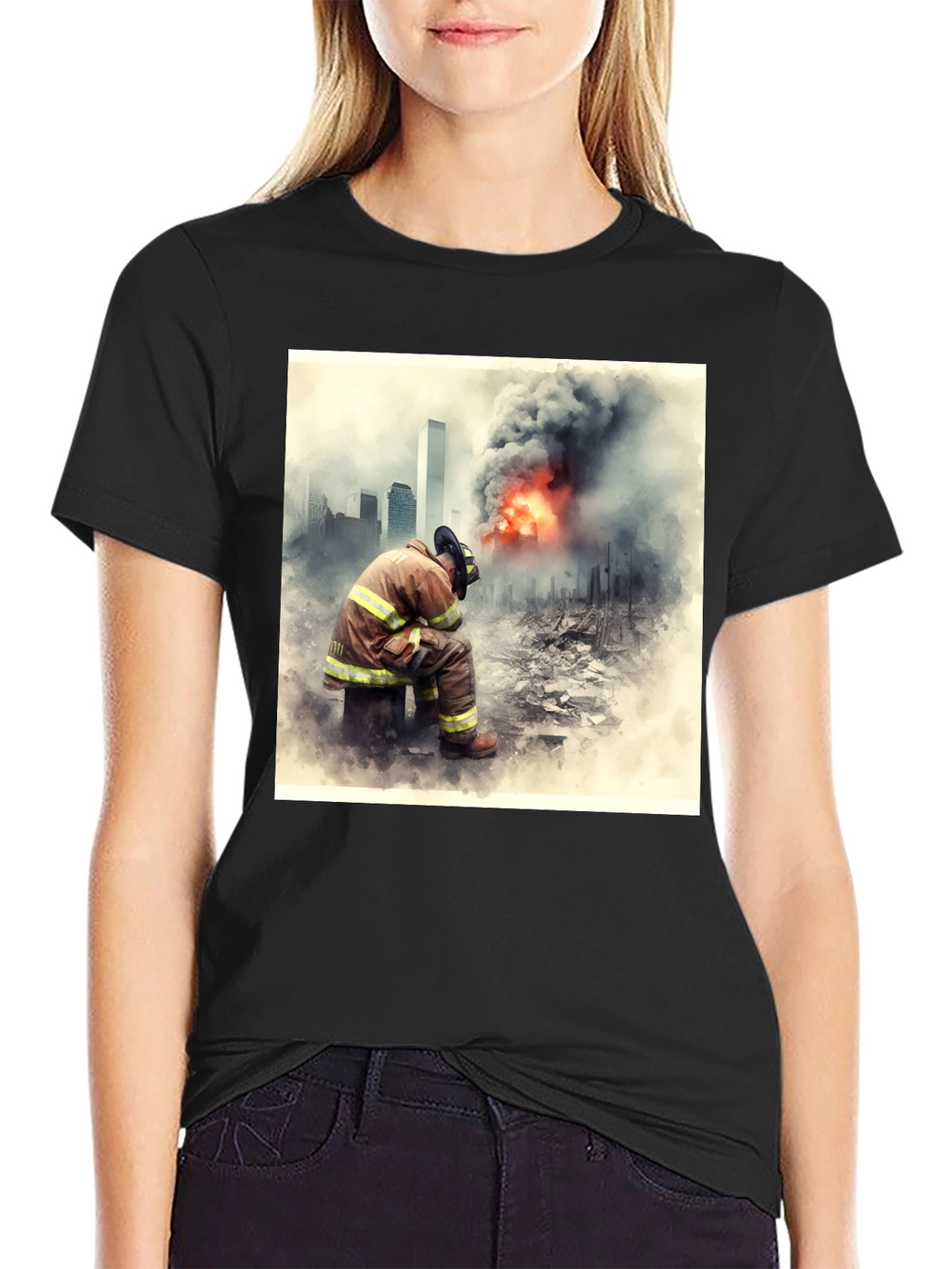 Firefighter Tribute T-Shirt - 9/11 Memorial