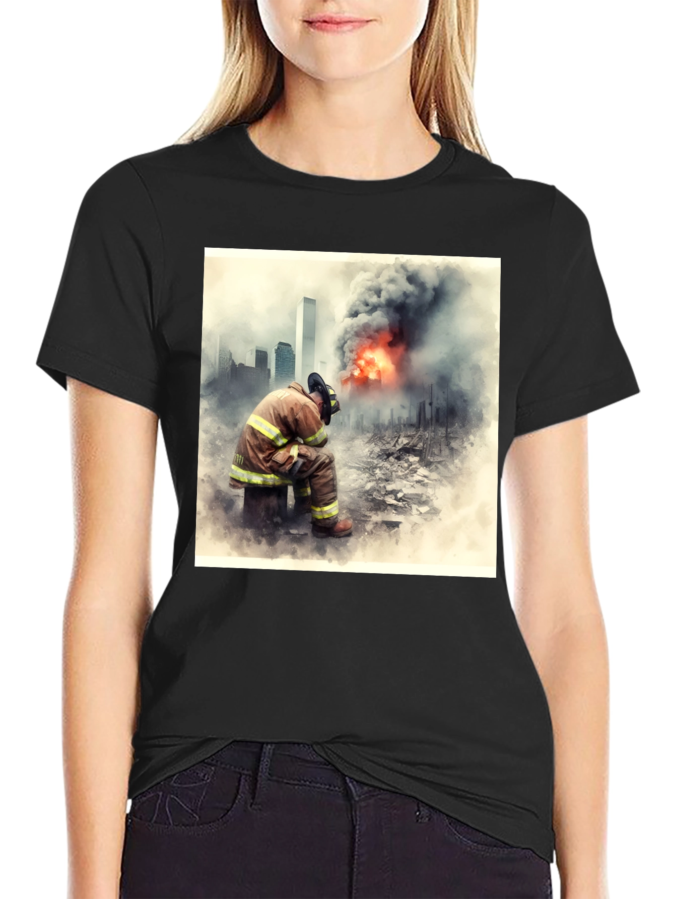 Firefighter Tribute T-Shirt - 9/11 Memorial