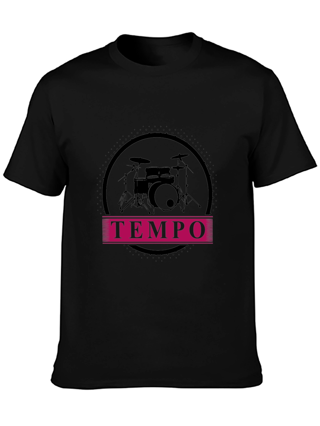Tempo Drummer Tee - Black Graphic Music Shirt