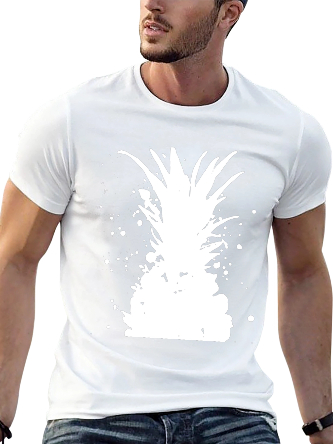 Pineapple Splash Graphic Tee - Black Cotton T-Shirt